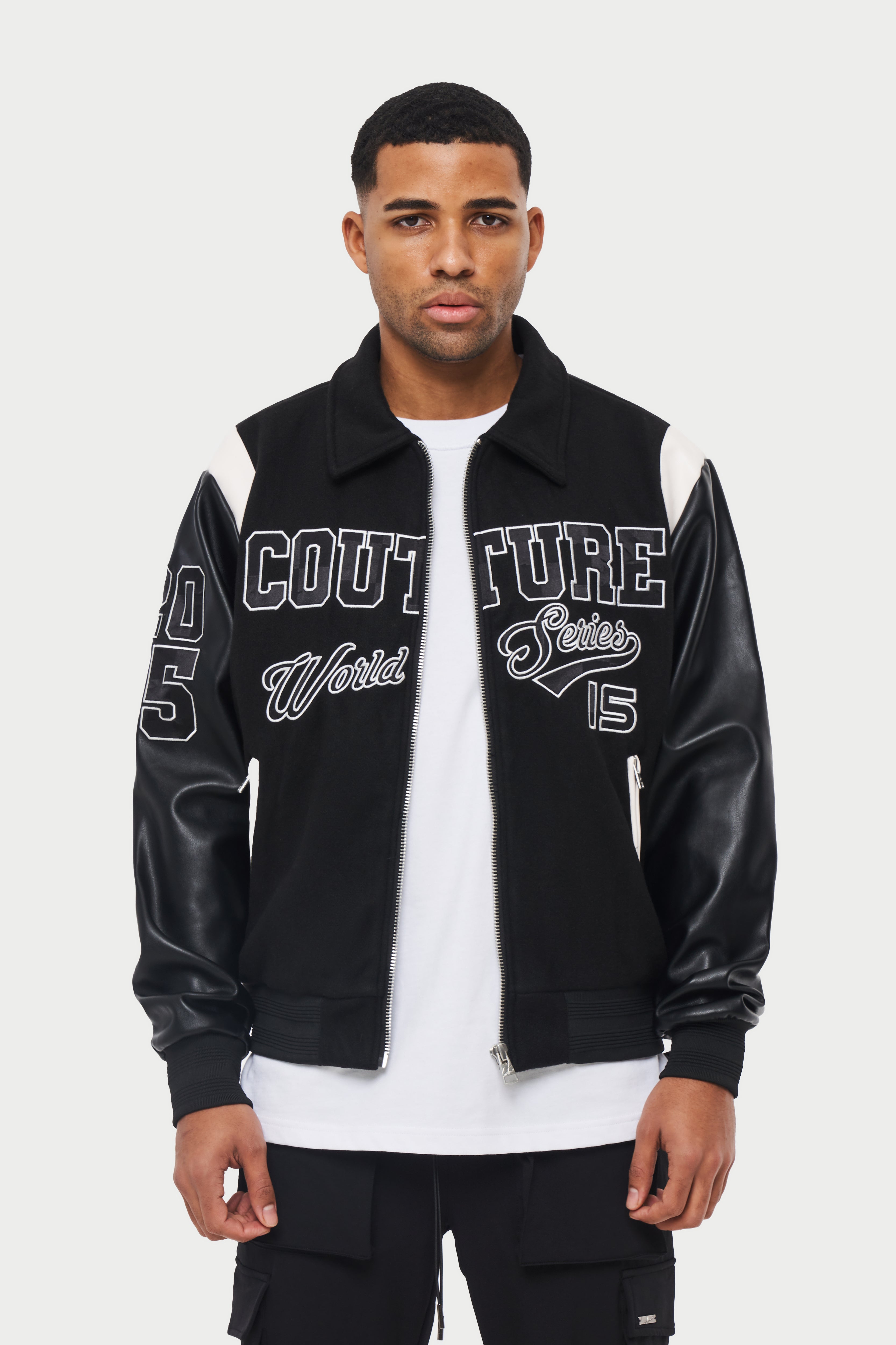 Purple Laurel Panelled Varsity Jacket | The Couture Club - M