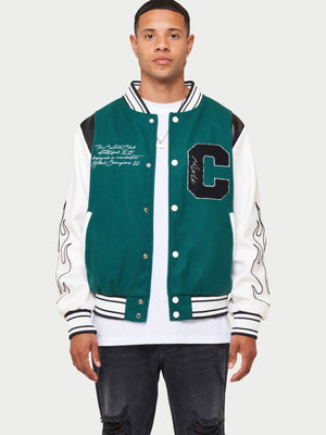 Couture Applique Varsity Bomber - Black