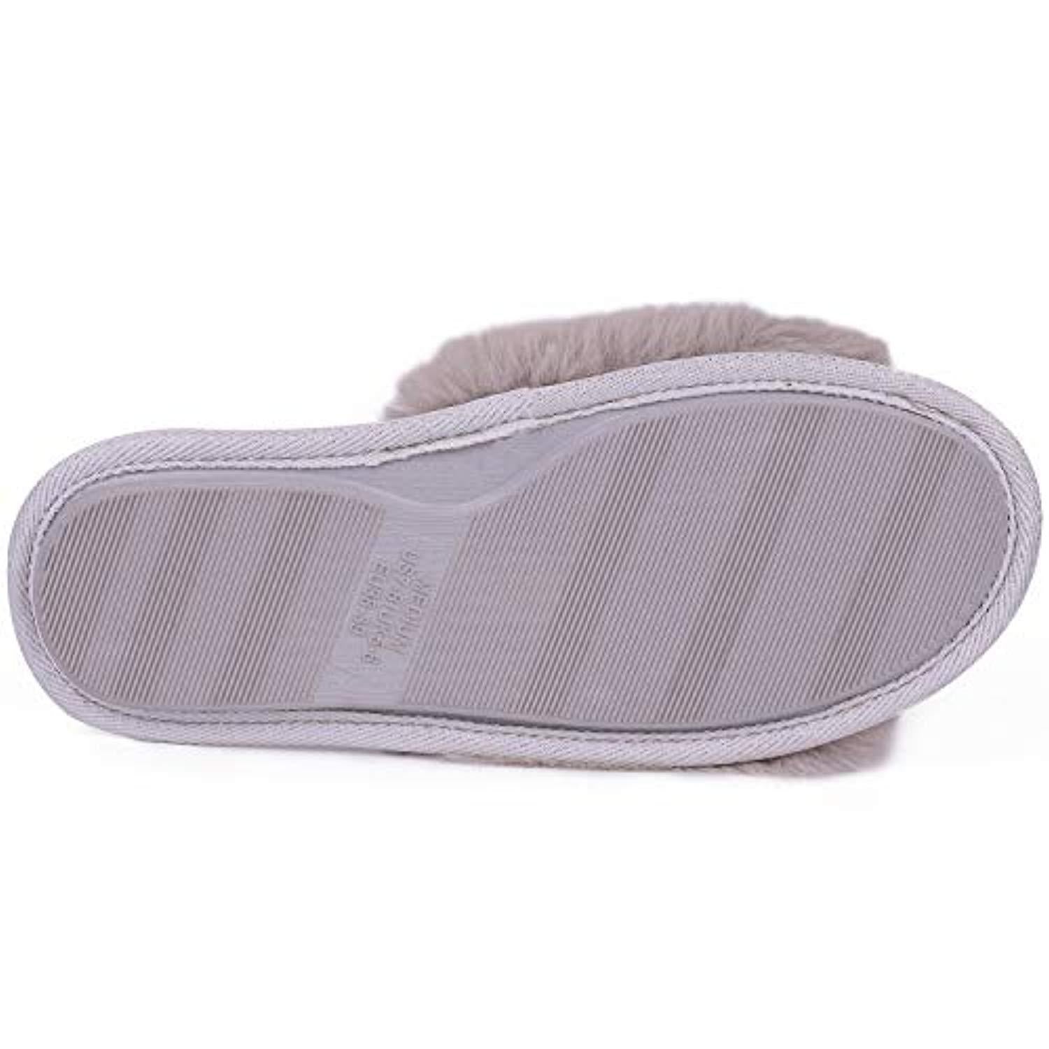 Women S Faux Bunny Fur Memory Foam House Slippers Cute Comfy