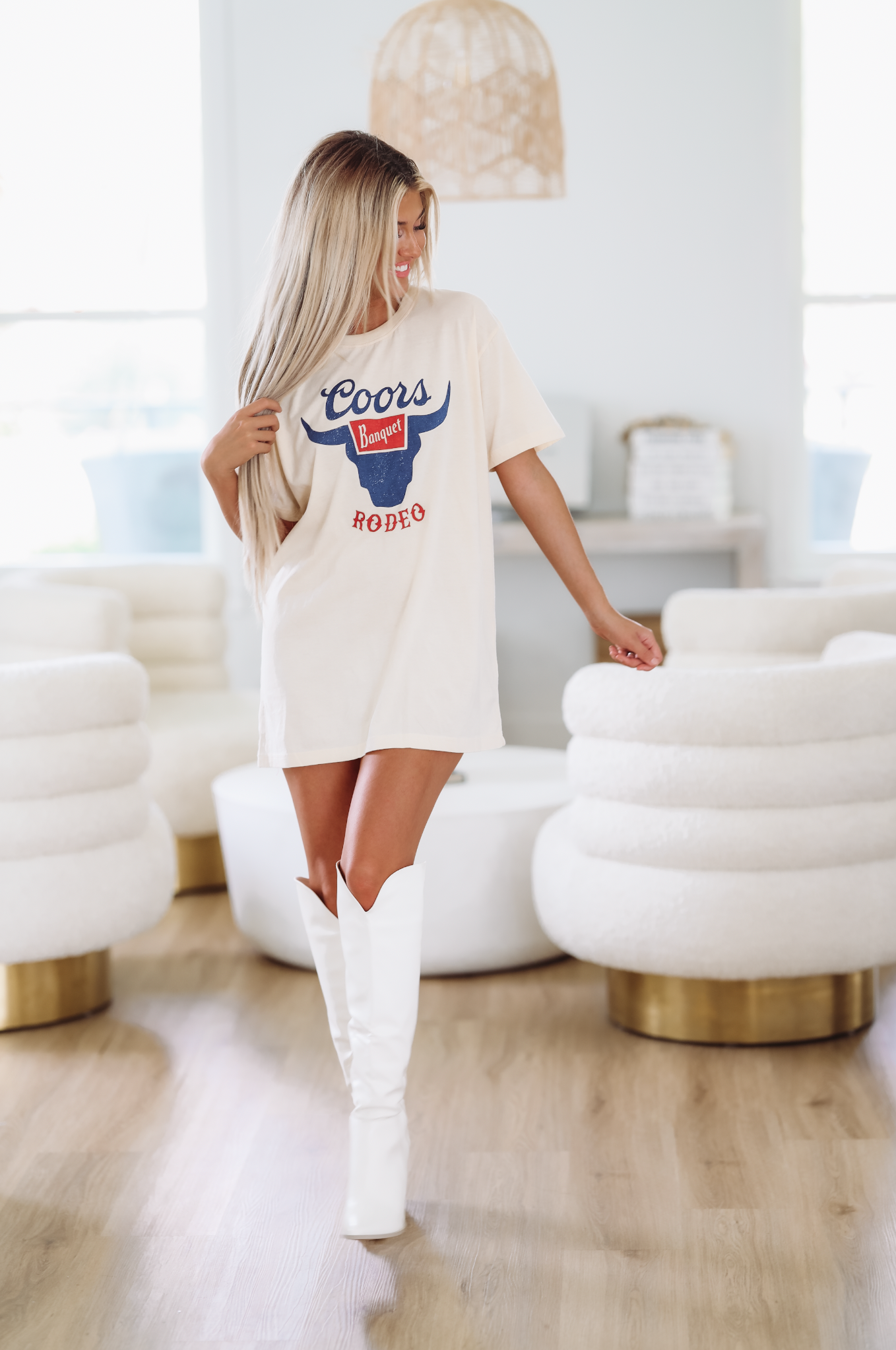 Cowboy Take Me Away Country Graphic Tee - T Shirt Dress - Mineral