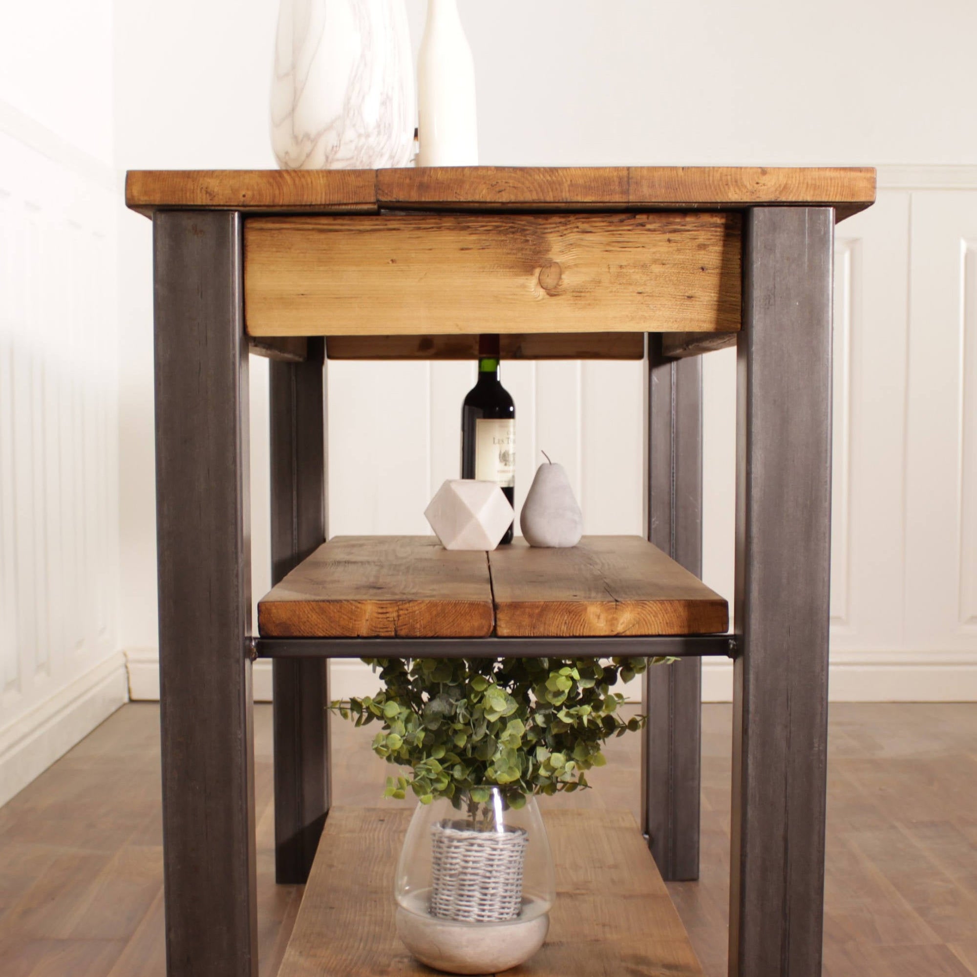 Butchers Block Kitchen Island Industrial Breakfast Bar Dining Table Ru Shabby Bear Cottage