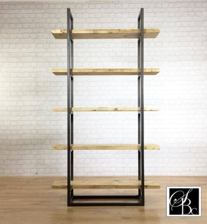 Industrial Retro Bookcase Unit Vintage Metal Reclaimed Solid Wood