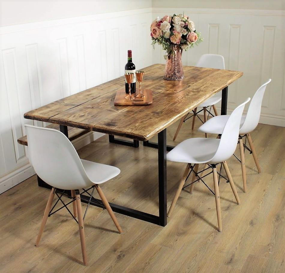 Industrial Dining Table Rustic Solid Kitchen Reclaimed Chelsea Handm Shabby Bear Cottage