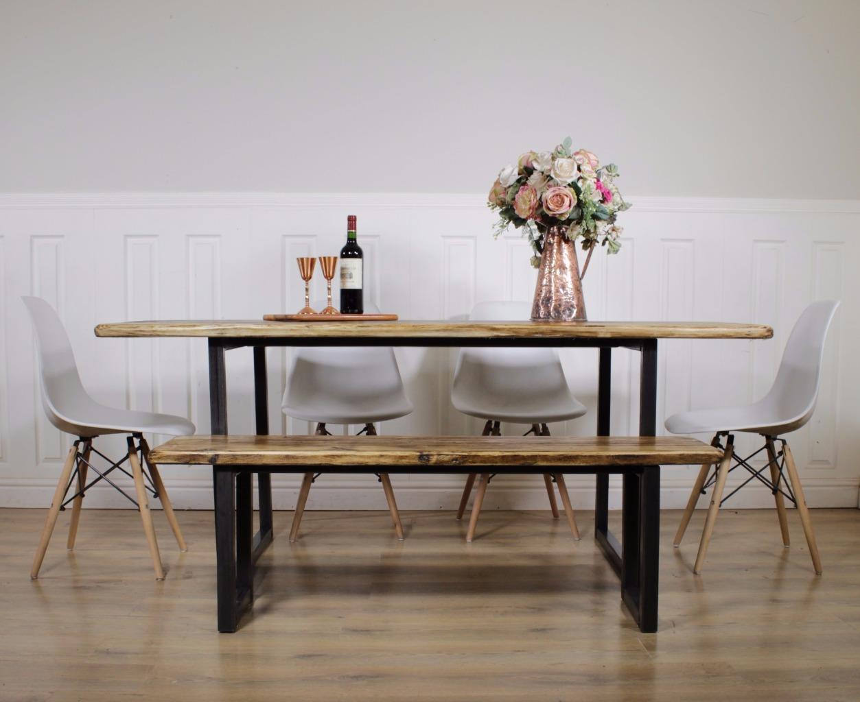 Industrial Dining Table Rustic Solid Kitchen Reclaimed Chelsea Handm Shabby Bear Cottage 