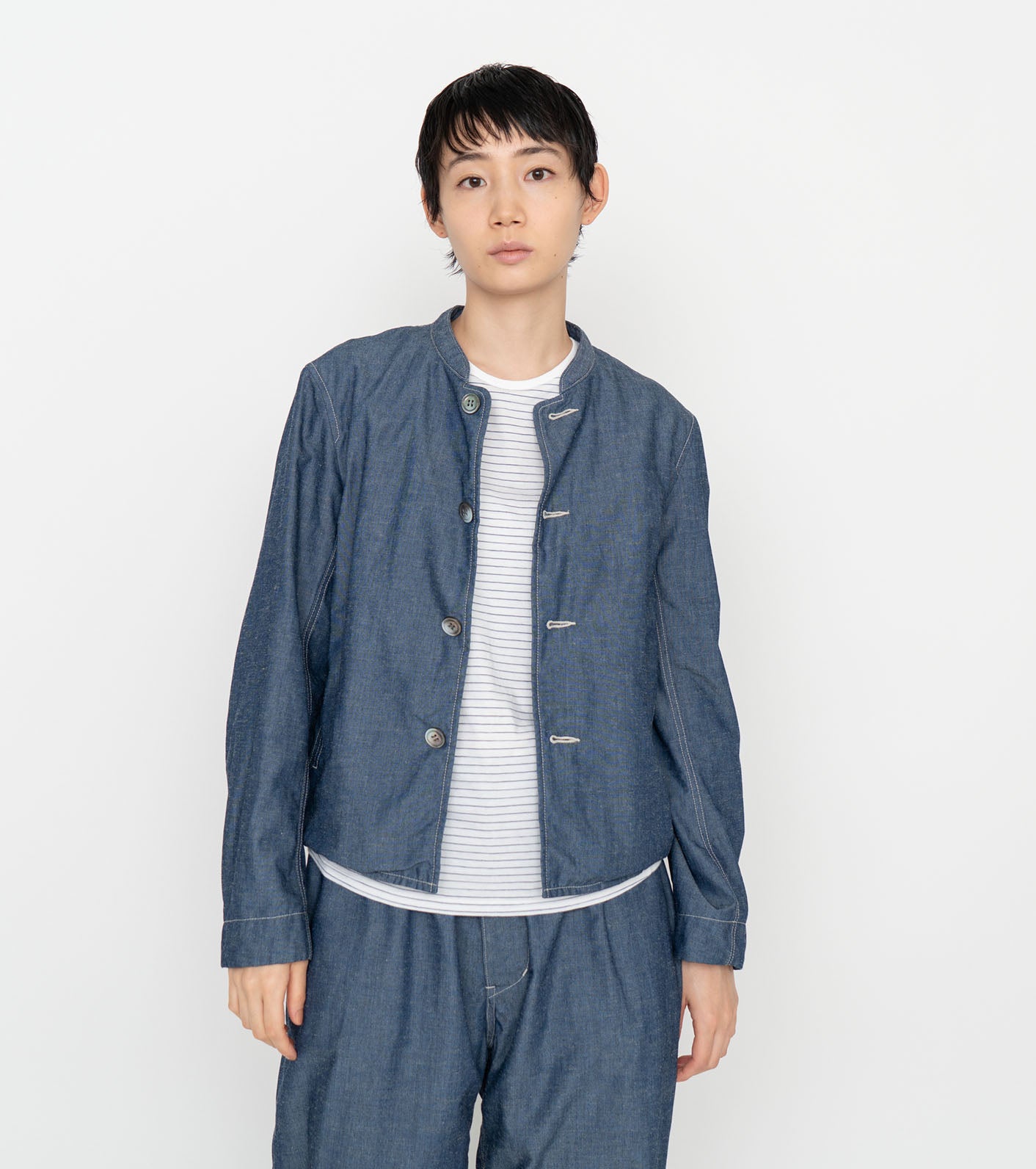 Chambray Band Collar Jacket – nanamica NEW YORK