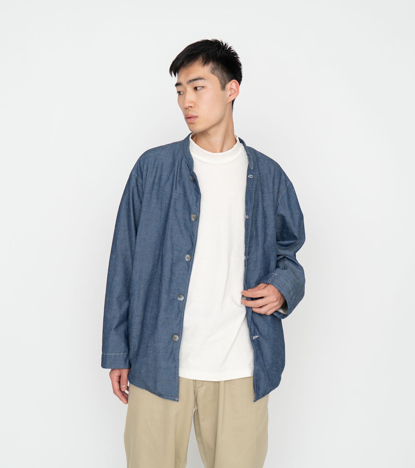 Chambray Band Collar Jacket – nanamica NEW YORK