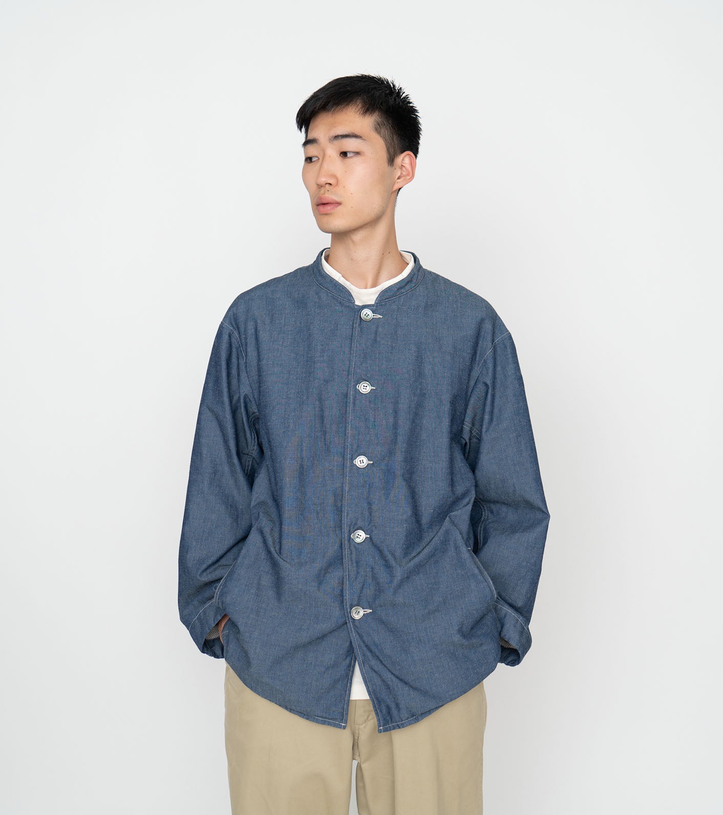 nanamica Chambray Band Collar Jacket | eclipseseal.com