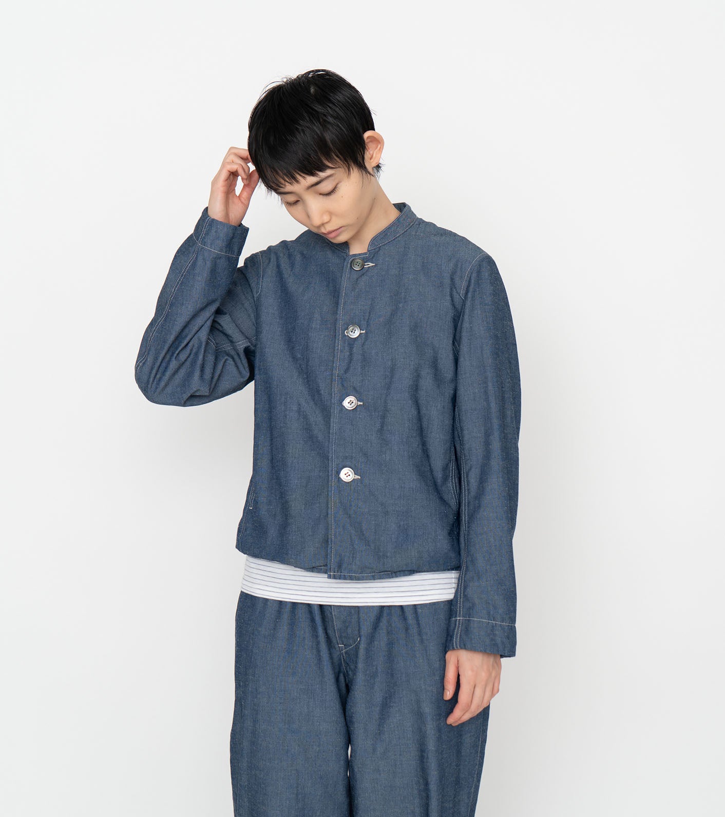 Chambray Band Collar Jacket – nanamica NEW YORK