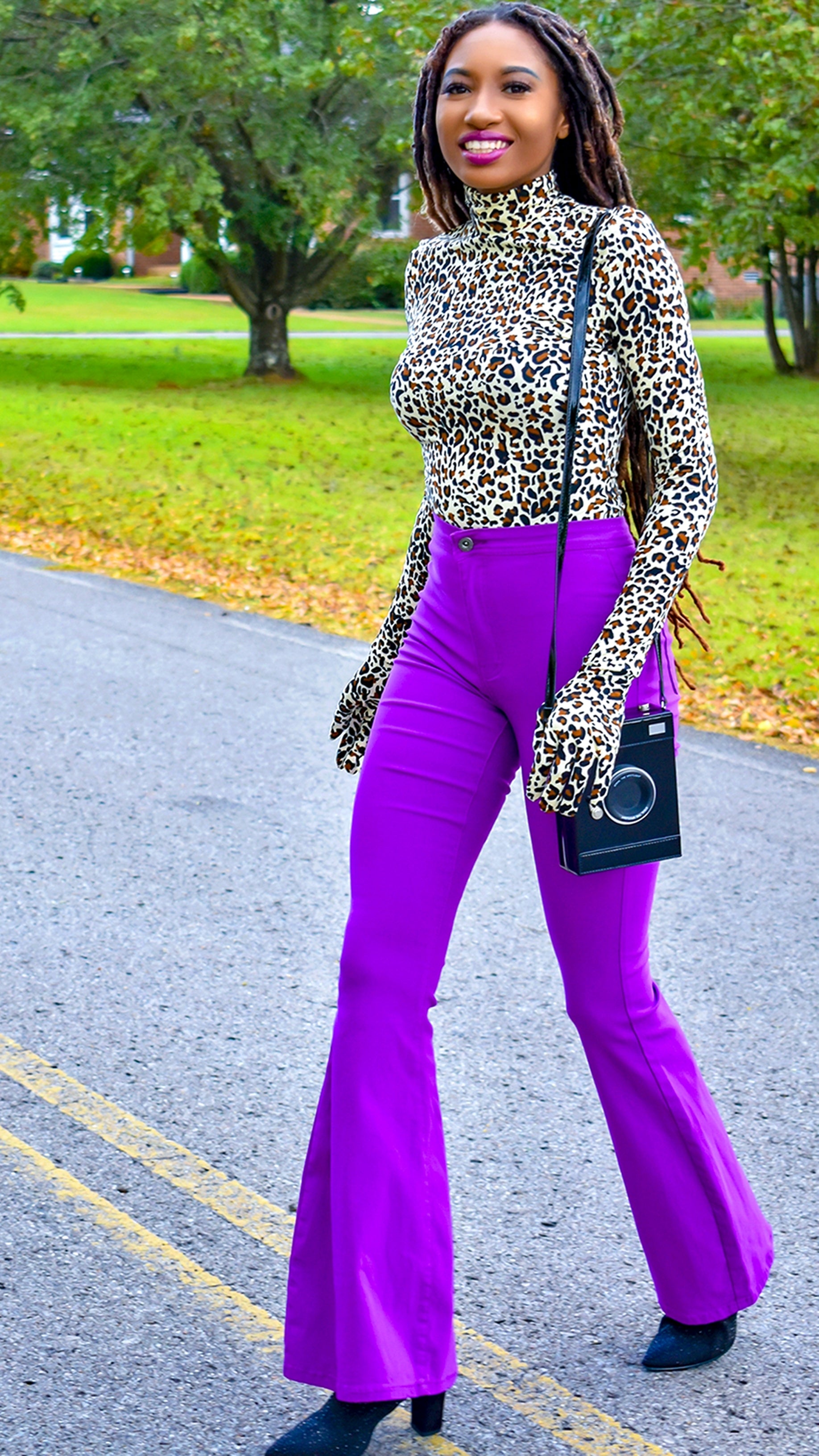 purple bell bottom jeans