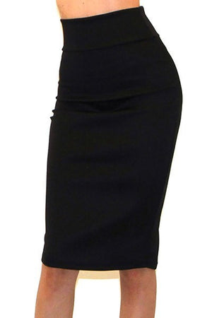 Black Knee Length Pencil Skirt - LURE Boutique