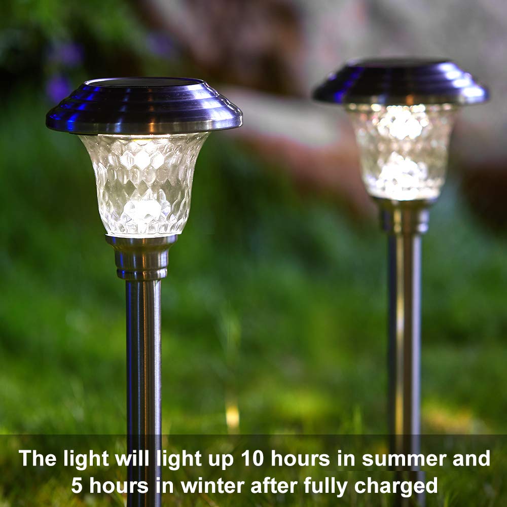 Outdoor Garden Solar Pathway Lights Stainless Steel Bright White