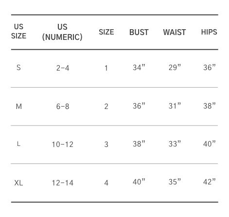 Size chart (mobile)