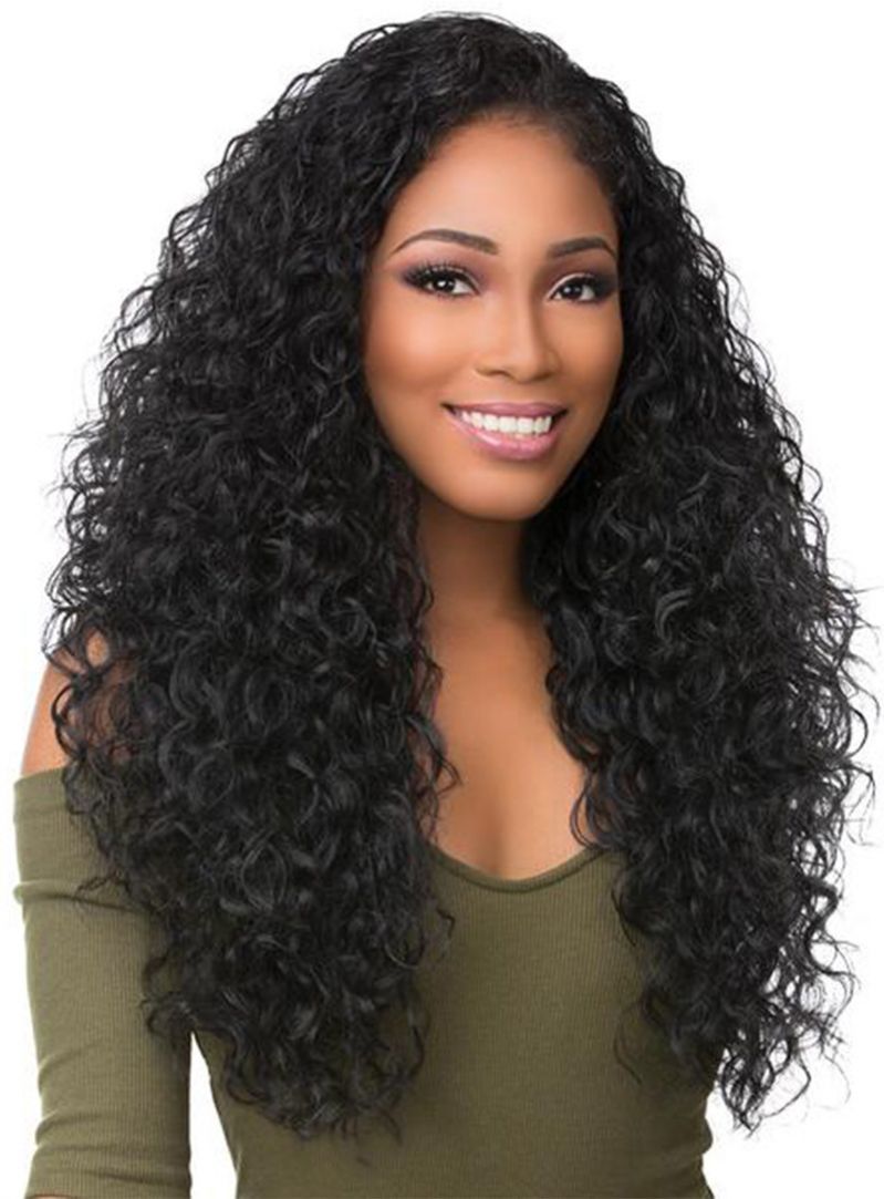 Lace Front Wigs Black Natural Color Angled Bangs Hairstyle Angled