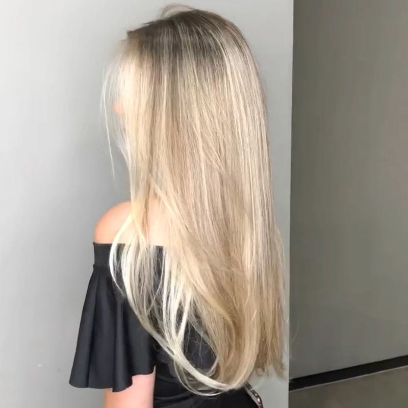 Long Straight 2019 Ombre Blonde Dark Roots Wig Aeshaper Your