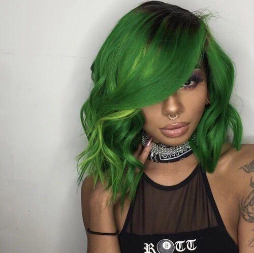 Lace Front Wig Green Marley Hair Ombre Green Bob Black Green Wig