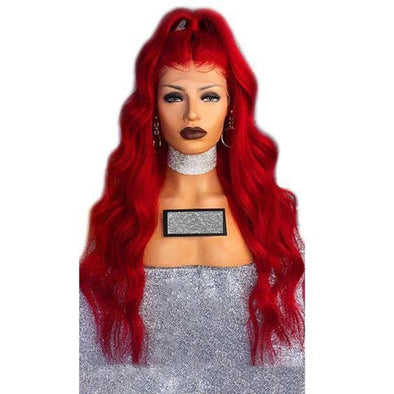 Red And Black Mohawk Wig Medium Red Hair Long Red Wig With Bangs