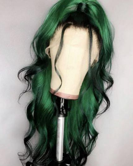 Lace Front Wig Olive Green Hair Short Curly Green Wig Ash Green
