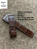 22/18mm Burgundy Aligator Embossed Flieger Style Calf Leather Strap