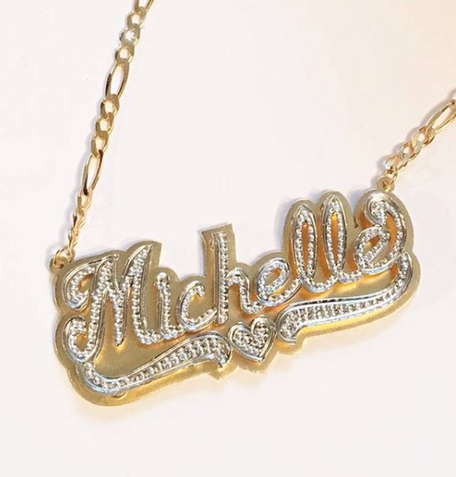 Custom 3D Double Plated Name Necklace 