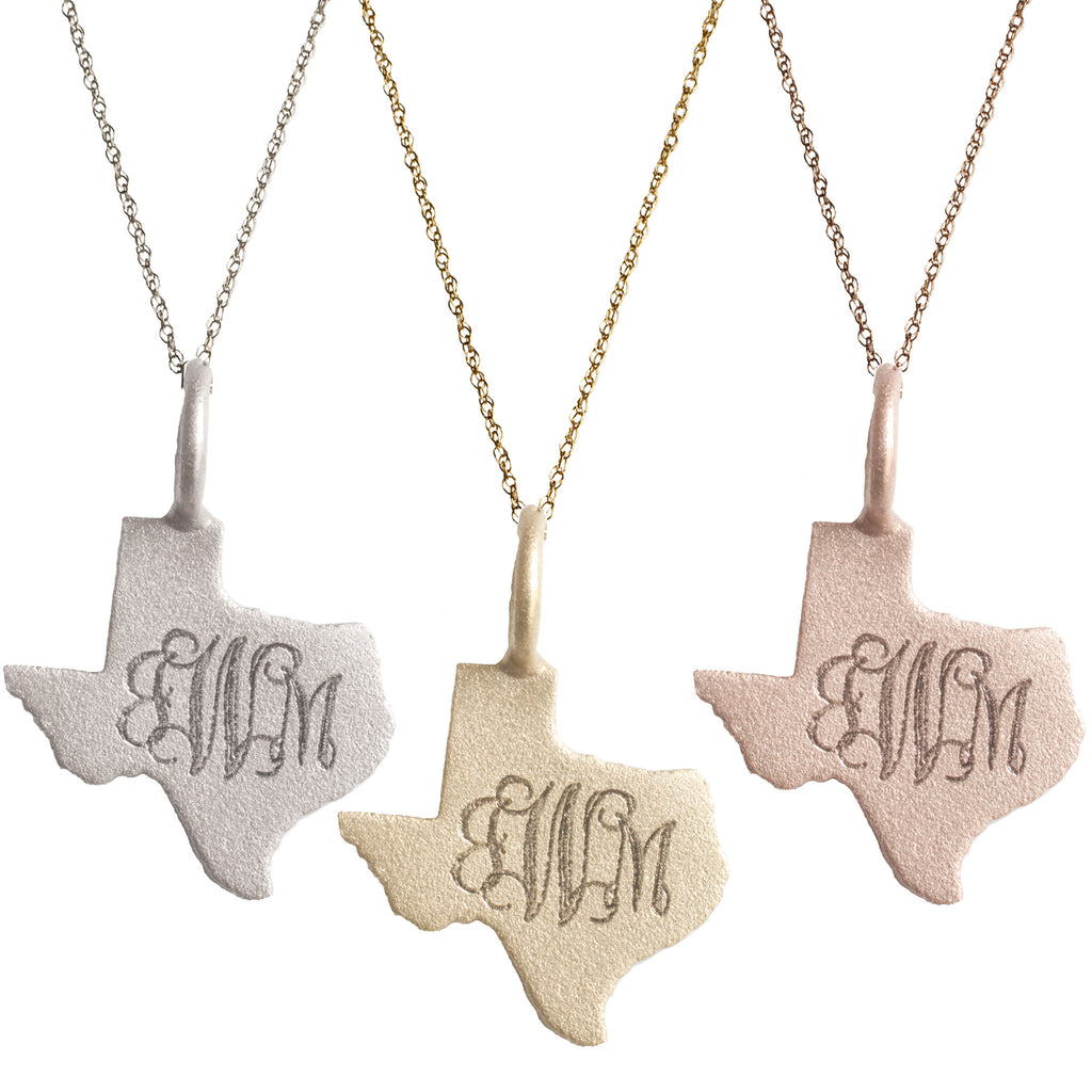 14K Gold Monogram Texas Necklace – Initial Obsession