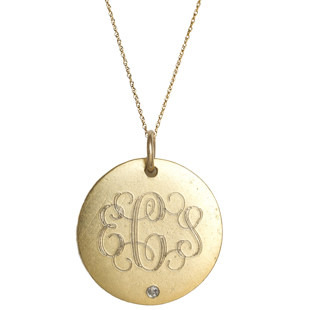 Medium 14K Gold Filled Monogram Necklace with Diamond – Initial Obsession