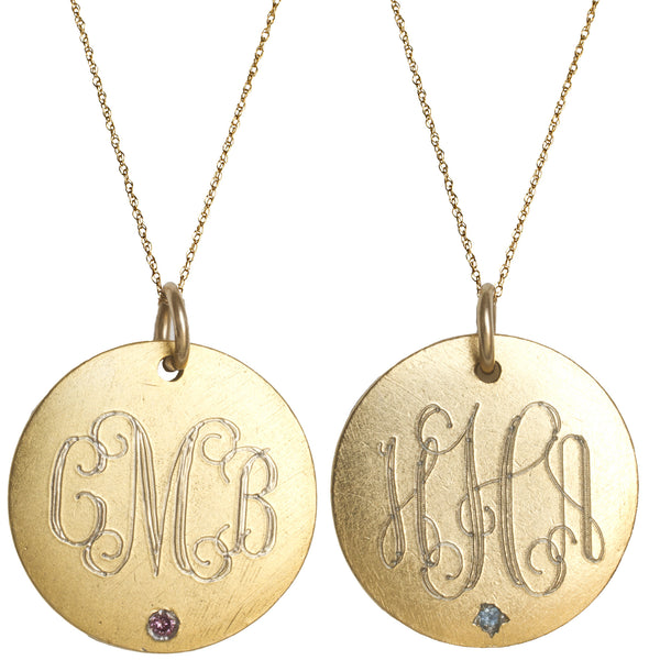 Medium 14K Gold Filled Monogram Necklace with Birthstone – Initial Obsession