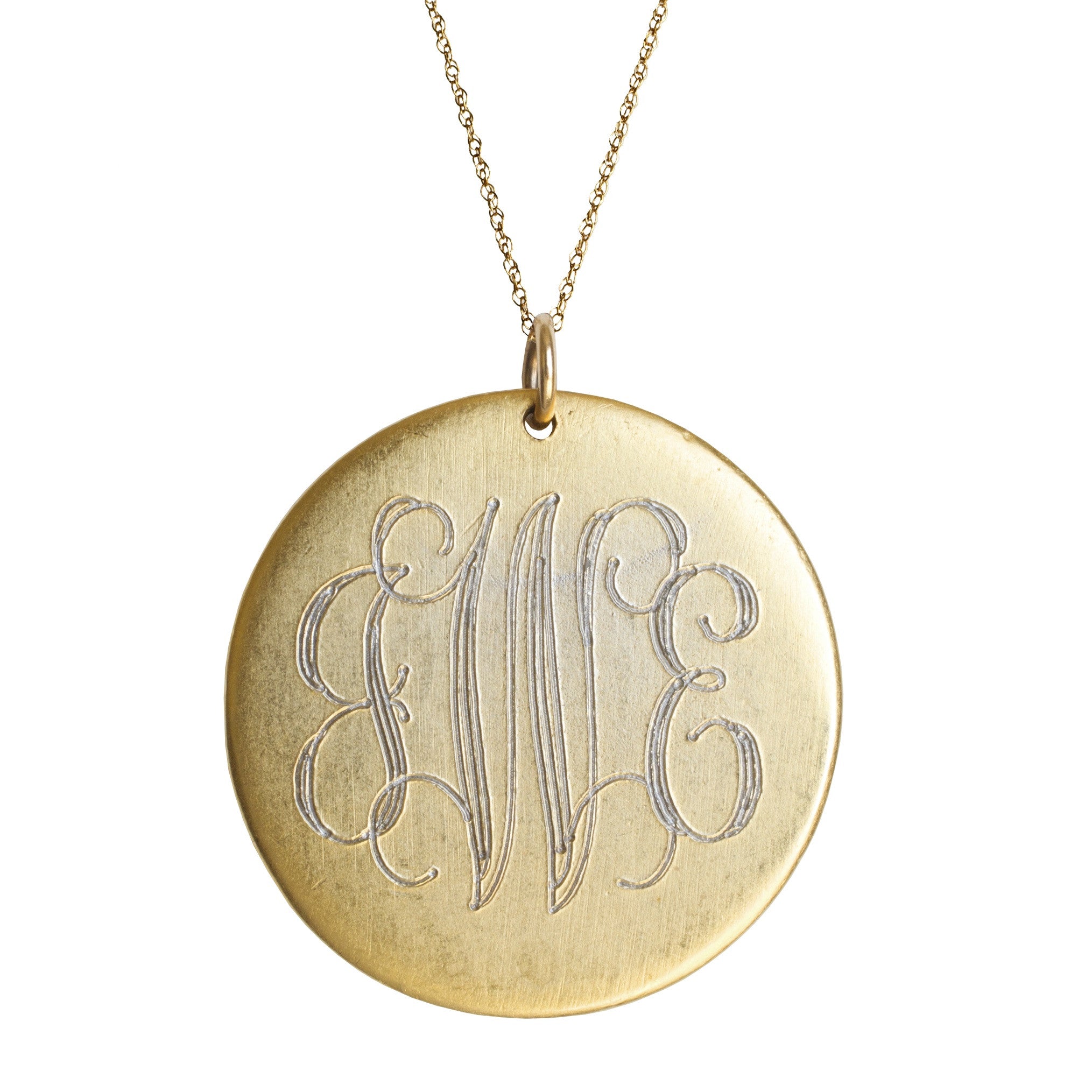 14K Gold Filled Large Engraved Disc Necklace