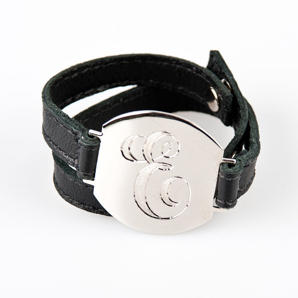 Lisa Stewart Silver and Leather Wrap Monogram Bracelet – Initial Obsession