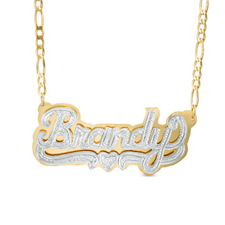 double plated diamond name necklace