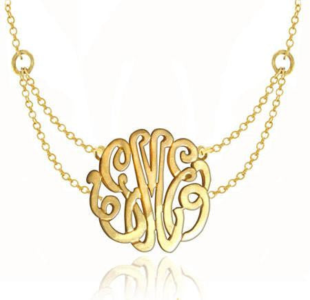 Keti Sorely Designs 24K Gold Plated Monogram Necklace on Toggle Chain ...