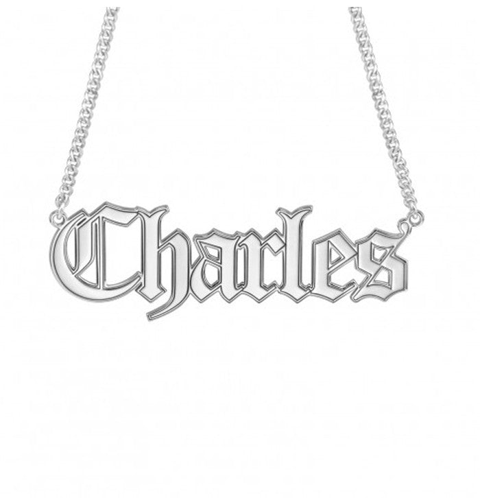 Mens Gothic Name Necklace – Initial 