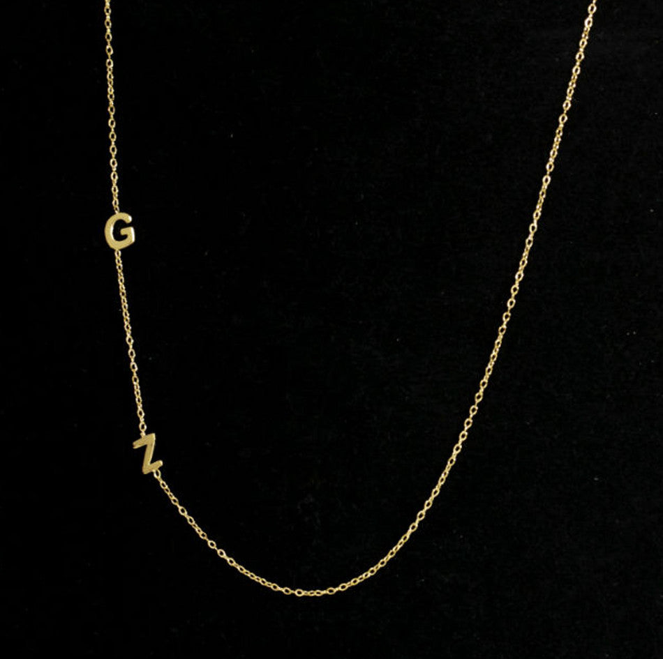 Multiple Sideways Initial Necklace 