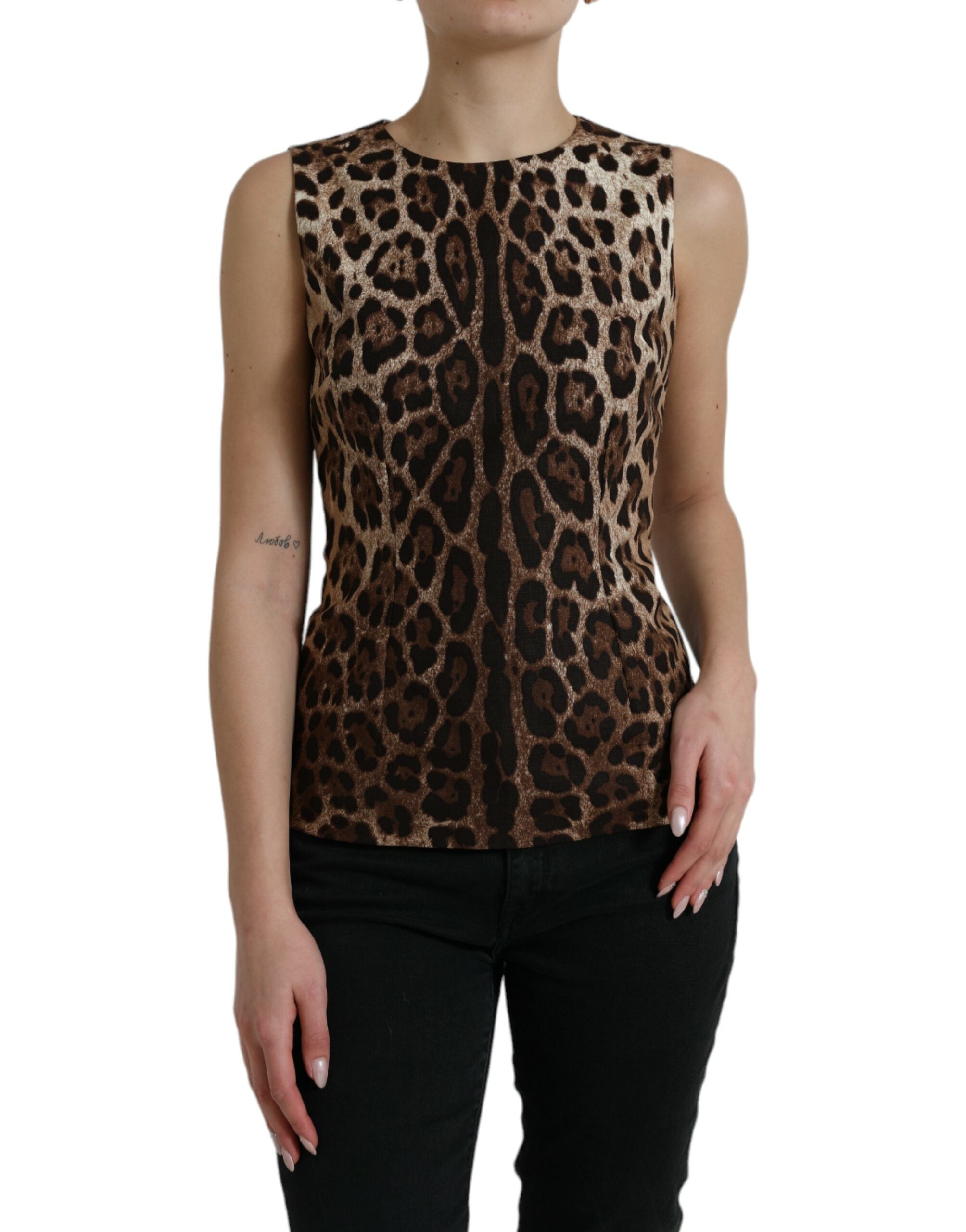 Dolce & Gabbana Brun Leopard Bomuld Tank Bluse Top