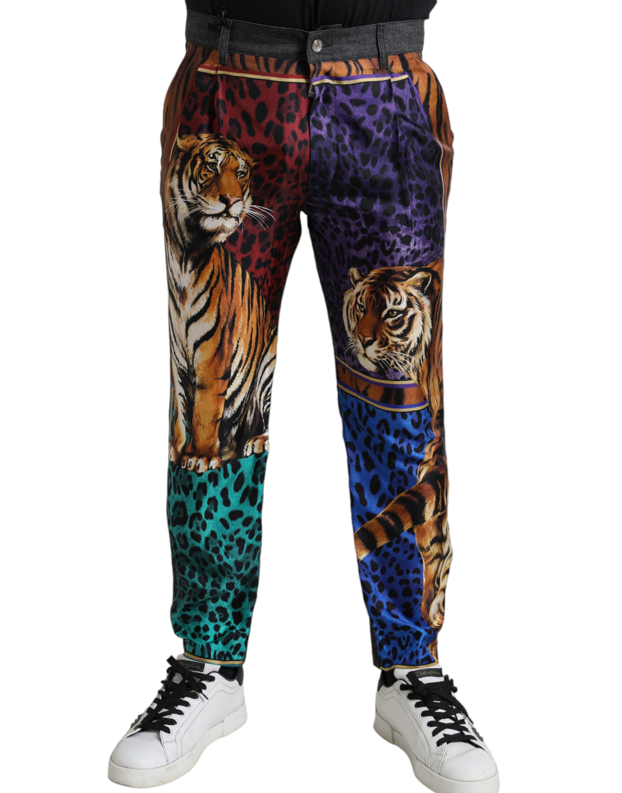 Dolce & Gabbana Multifarve Tiger Bomuld Loose Denim Jeans