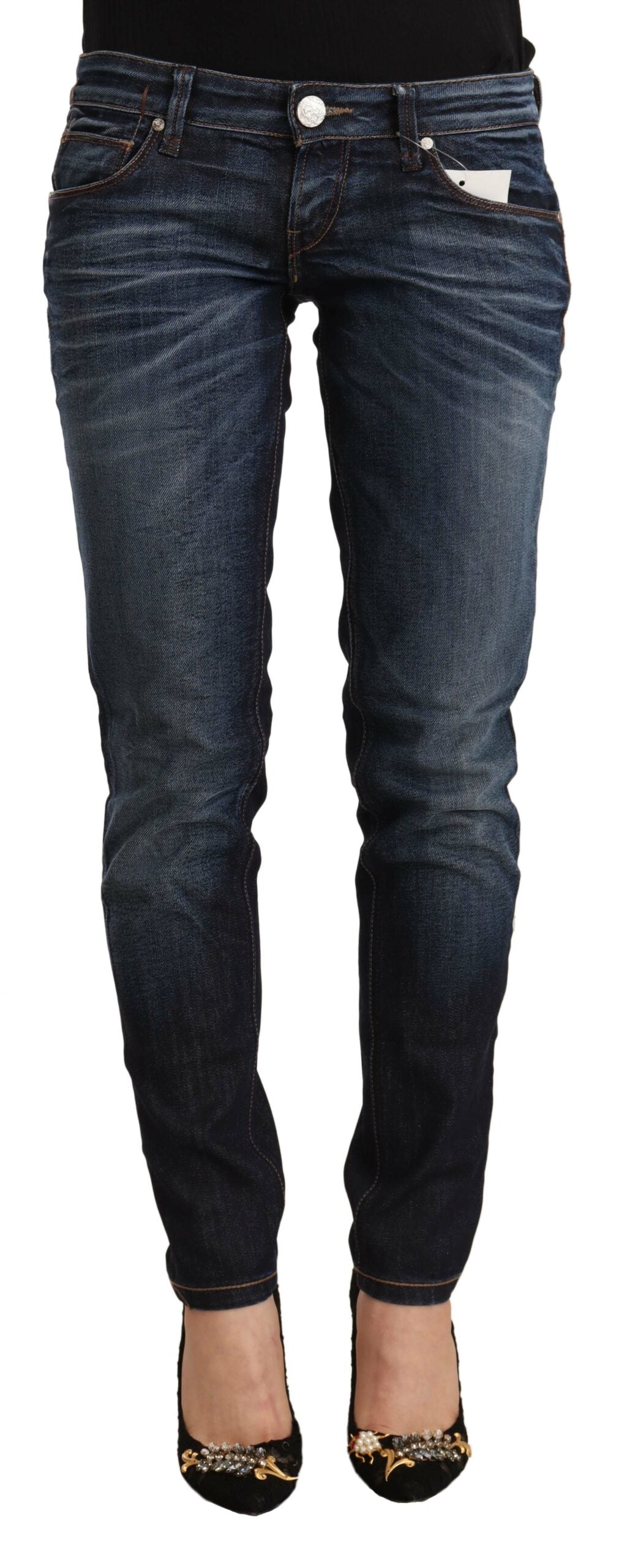 Billede af Acht Blå Washed Bomuld Skinny Denim Bukser & Jeans