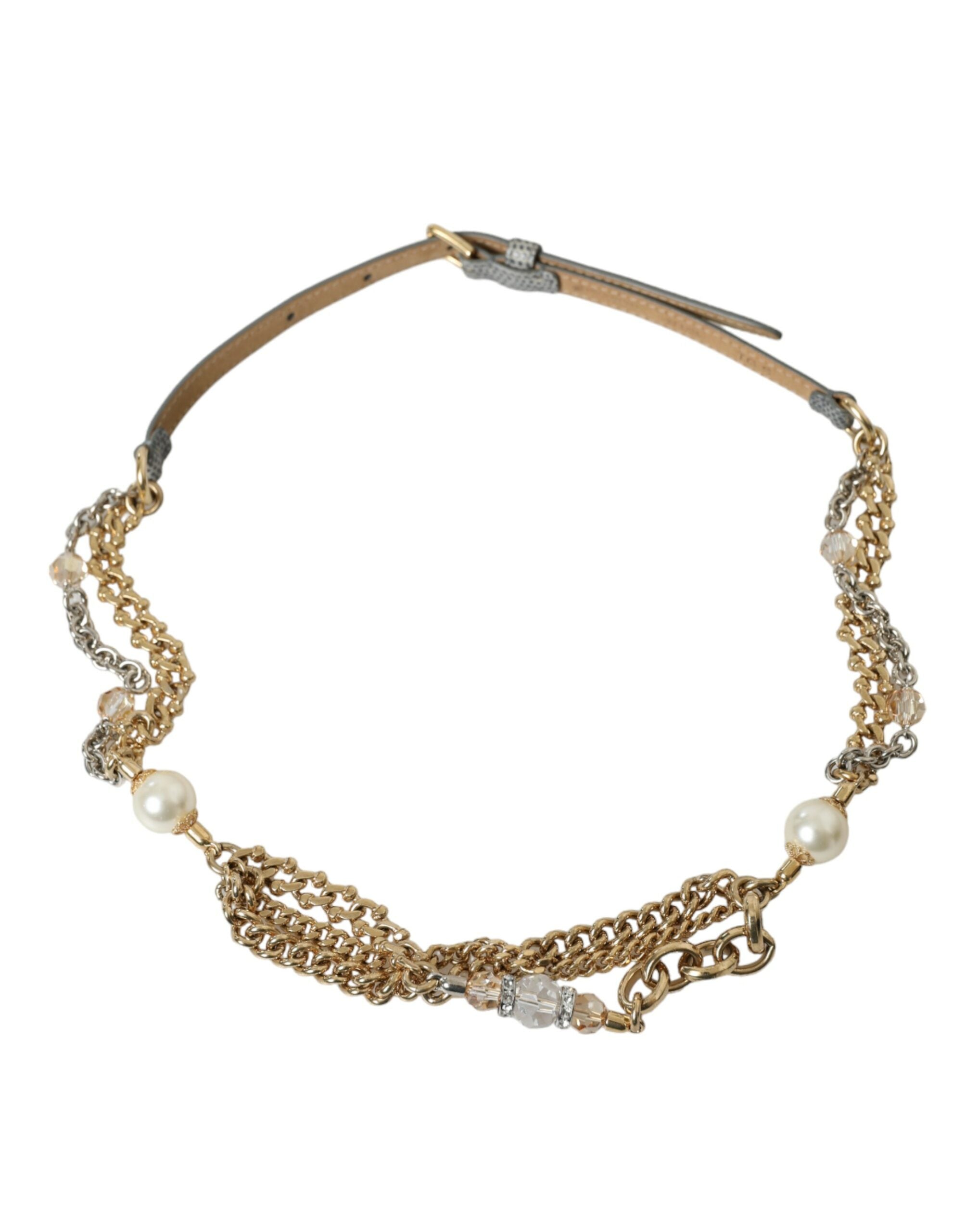 Dolce & Gabbana Blå Braided Guld Brass Chain Waist Bælte
