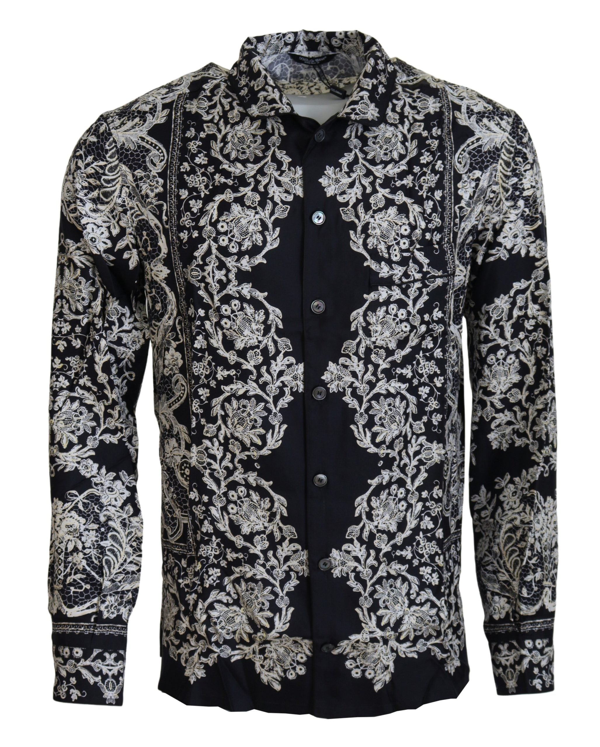 Dolce & Gabbana Blå Silke Satin Skjorte