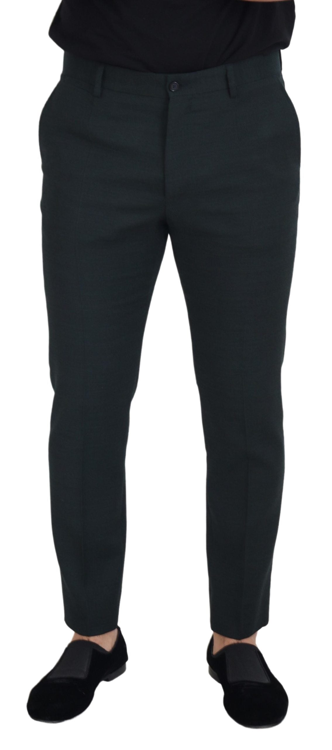 Dolce & Gabbana Blå Uld Slim Fit Bukser & Jeans