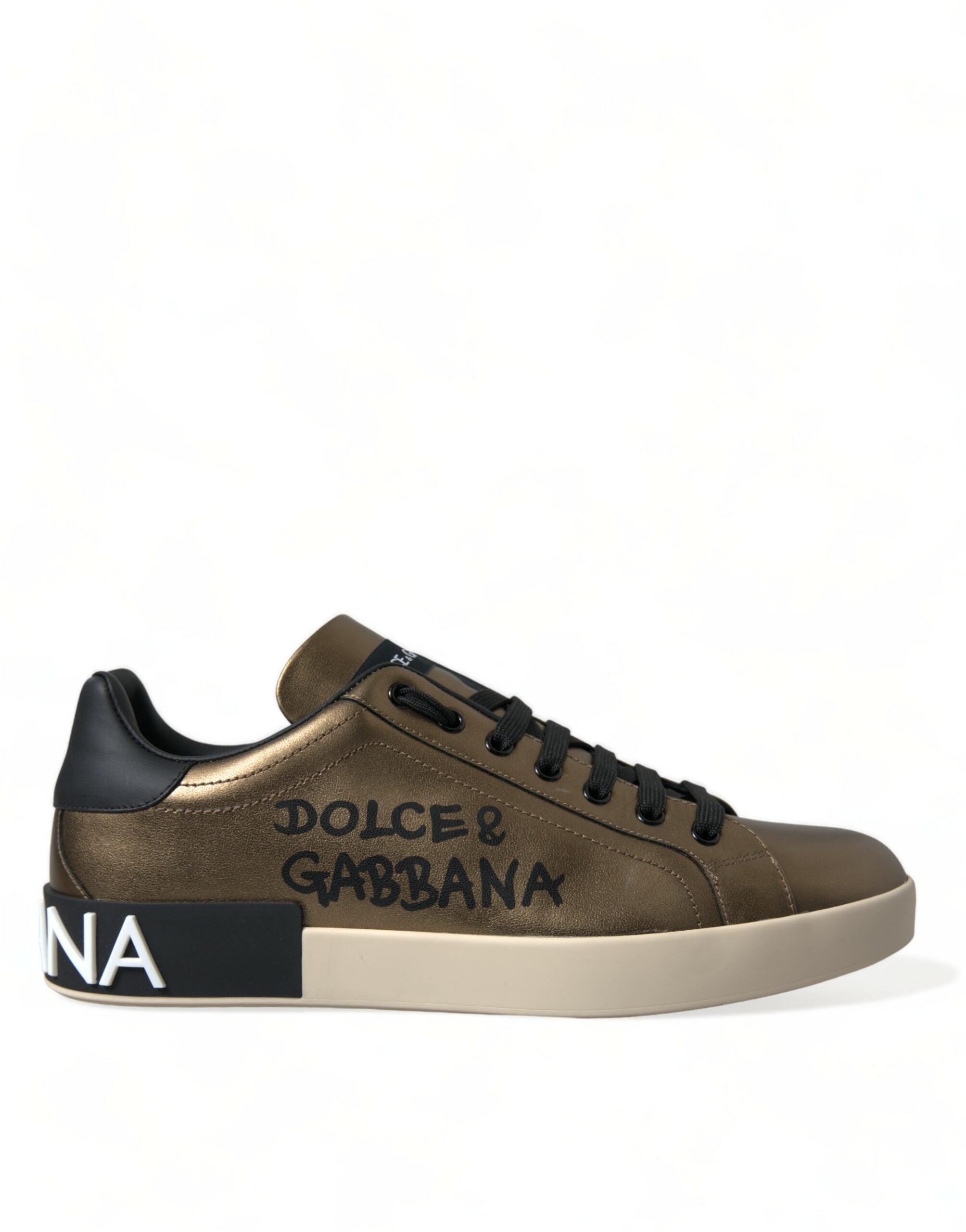 Dolce & Gabbana Bronze Læder Herre Sneakers