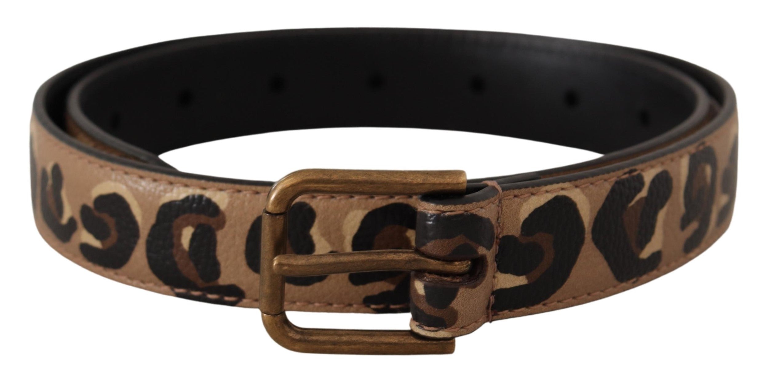 Dolce & Gabbana Brun Leopard Metal Spænde Bælte