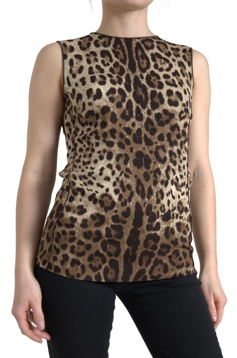 Dolce & Gabbana Brun Leopard Viscose  Bluse Top