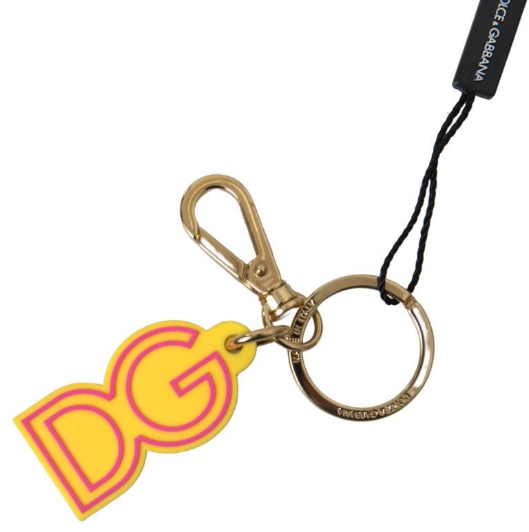 Dolce & Gabbana Gul Gummi DG Logo Guld Metal Nøglering