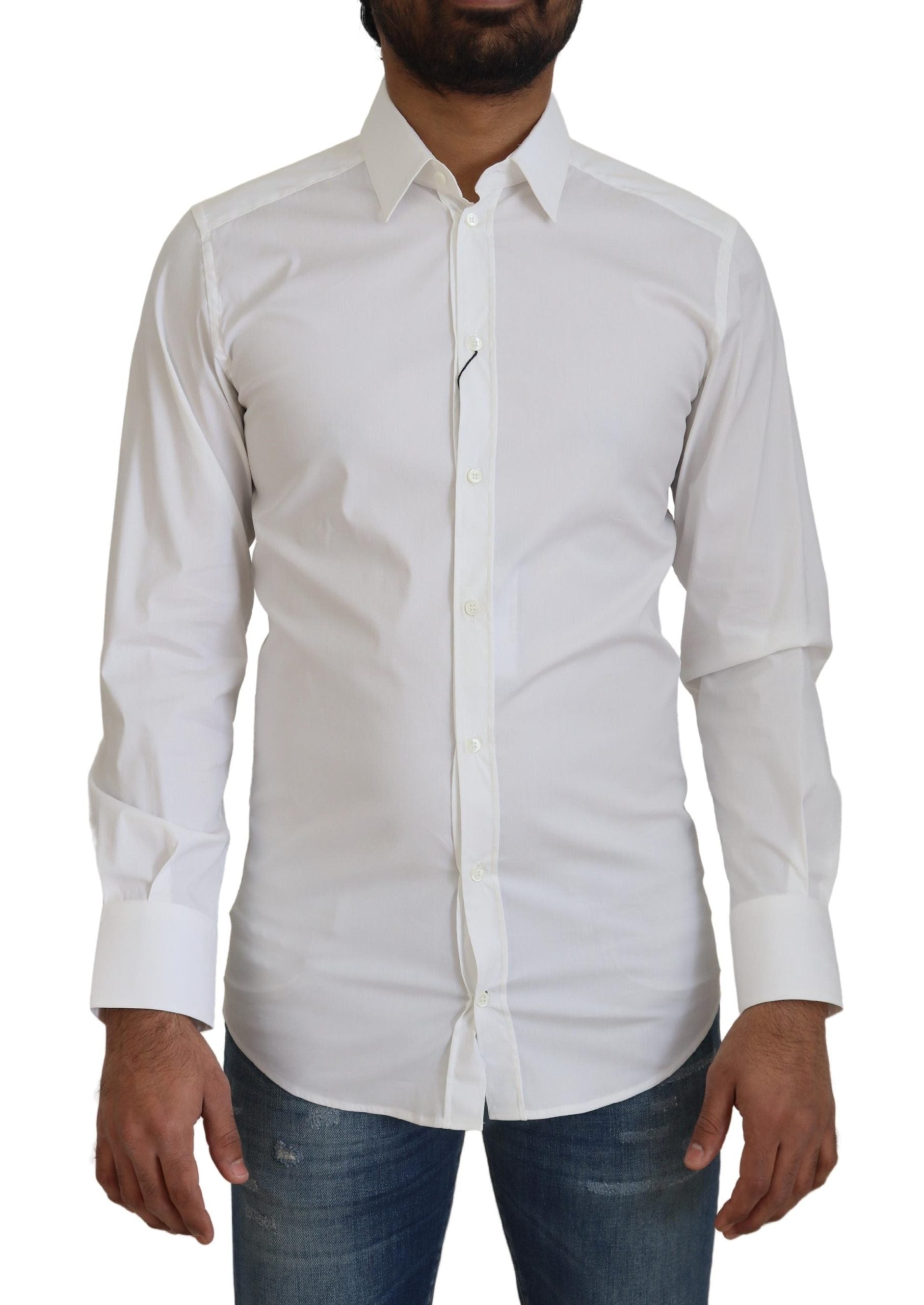 Dolce & Gabbana Hvid Bomuld Slim Skjorte