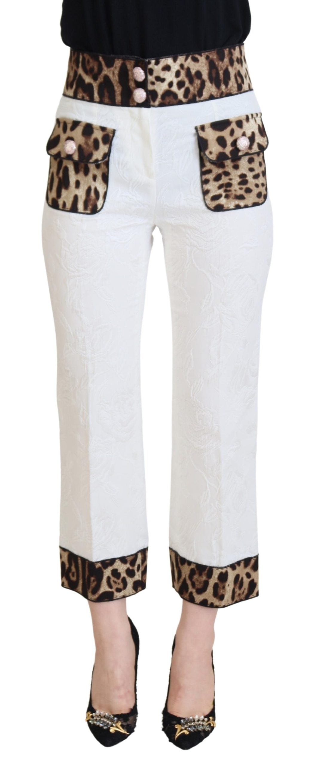 Dolce & Gabbana Hvid Høj Talje Bukser & Jeans