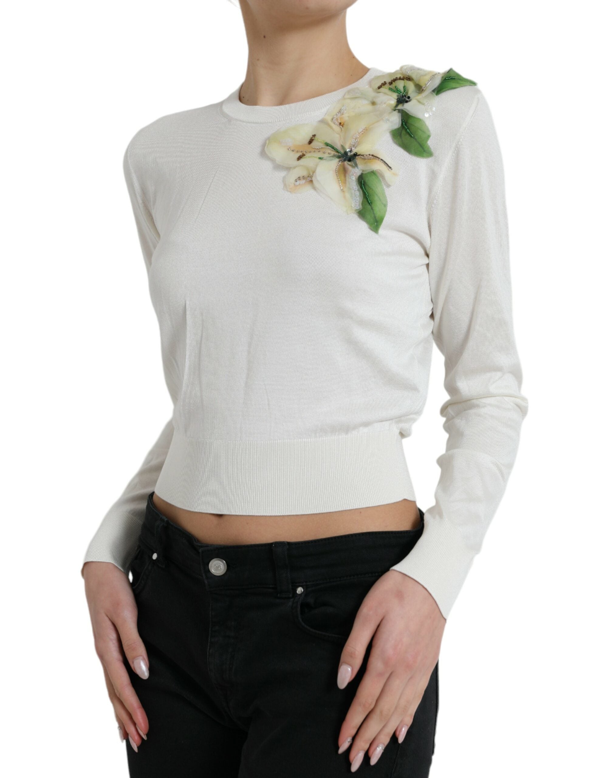 Dolce & Gabbana Hvid Pullover Sweater
