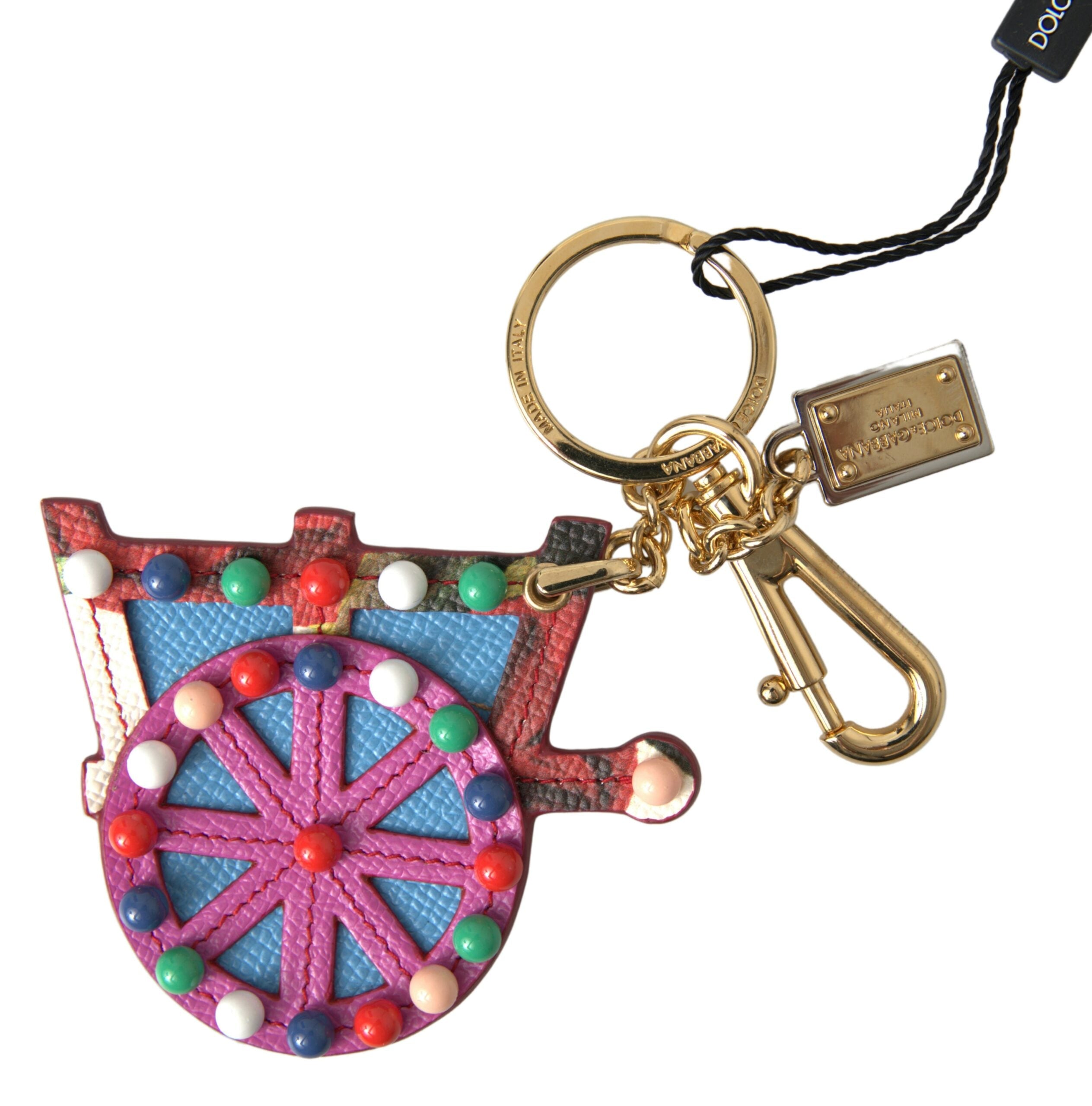 Dolce & Gabbana Multifarver Guld Tone Carretto Keychain Accessory Keyring