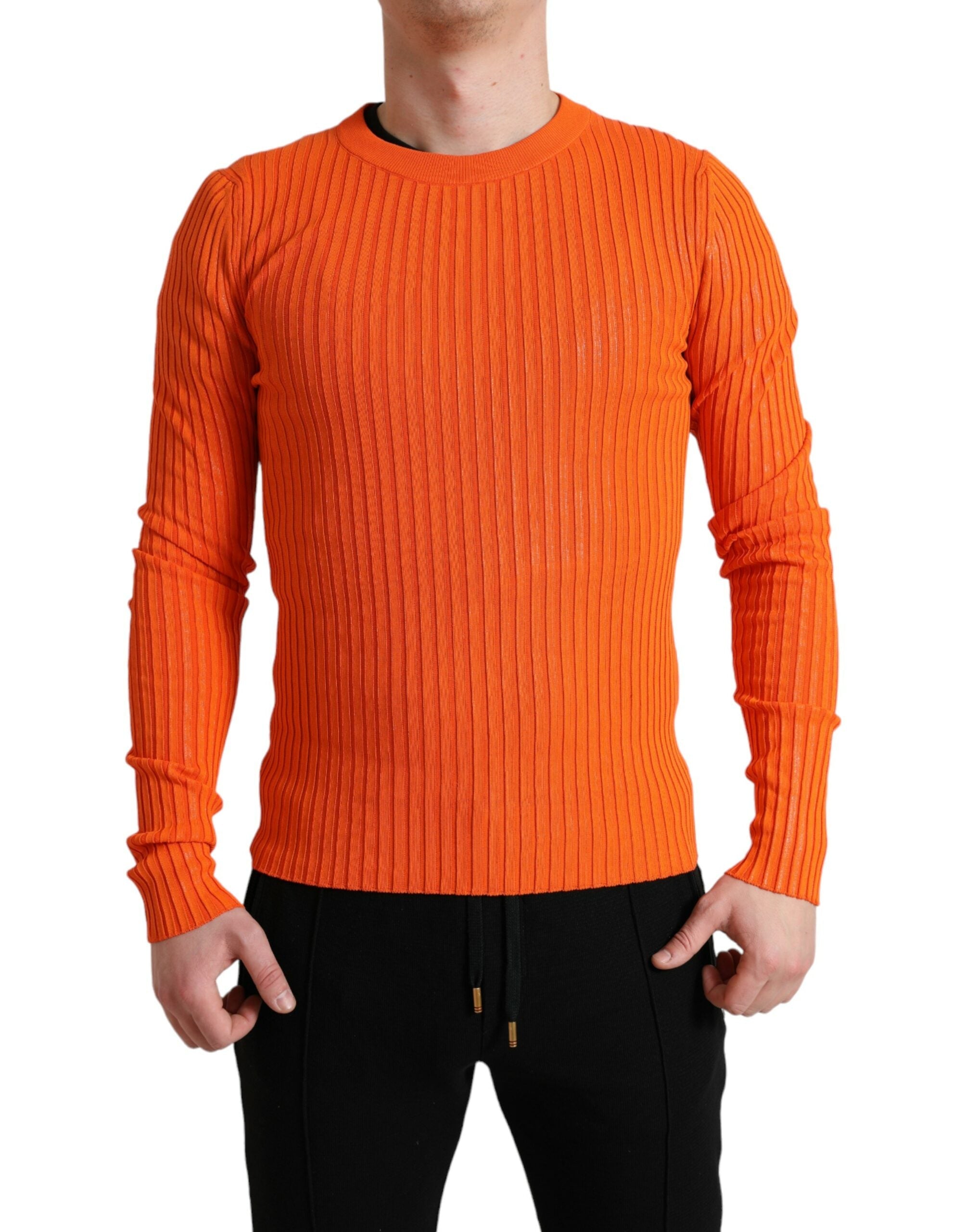 Dolce & Gabbana Orange Herre Pullover Sweater