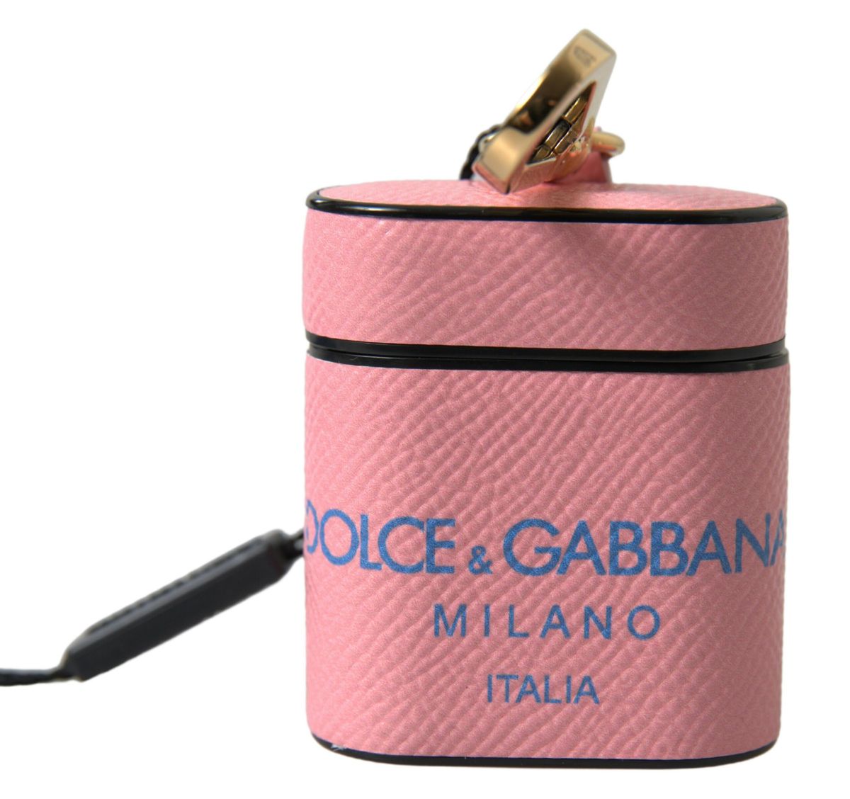 Dolce & Gabbana Pink Blå Skind Læder Logo Airpods Holder