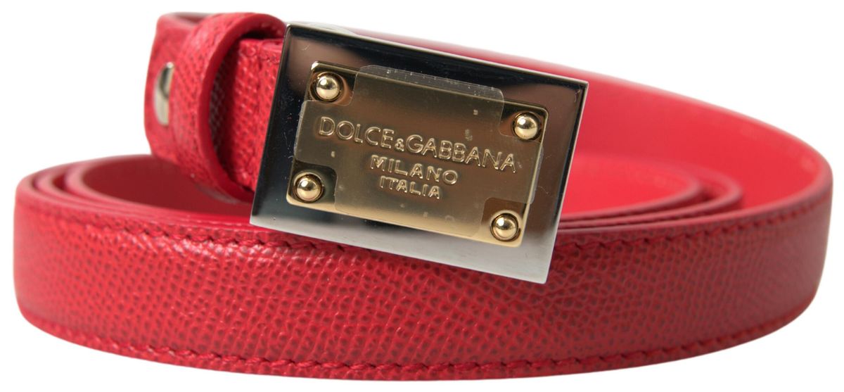 Dolce & Gabbana Pink Læder Metal Spænde Bælte