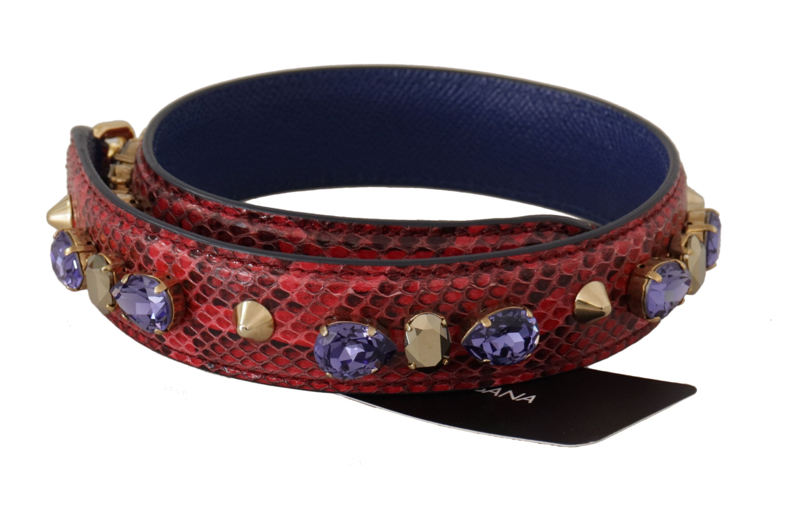 Billede af Dolce & Gabbana Rød Exotic Læder Krystals Skulder Taske Rem